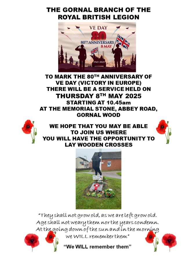 Memorial Stone, Gornal Wood - VE Day 80th Anniversary Service